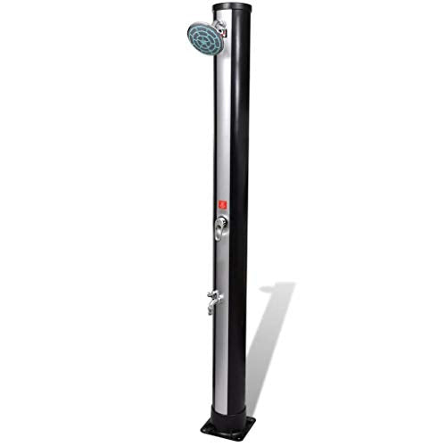 GOTOTOP Solar Heated Shower Stand Portable Temperature and Pressure Adjustable Garden Mobile Water Shower for Backyard Pool Outdoor Swimming,9.25 Gallon,77.2-inch Tallx 5.9-inch Shower Head Diameter