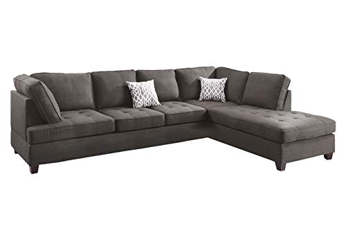 Poundex Bobkona Kemen Linen-like Polyfabric Left or Right Chaise 2Piece SECTIONAL in Ash Grey