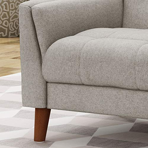 Christopher Knight Home Evelyn Mid Century Modern Fabric Arm Chair, Beige & Walnut (305538)
