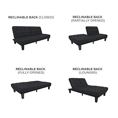 DHP Dexter Futon & Lounger, Convertible Sofa Bed & Couch, Navy Blue Futon,