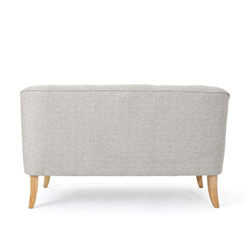 Christopher Knight Home Justus Mid-Century Modern Fabric Loveseat, Beige / Natural