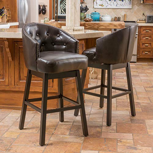 Christopher Knight Home Ogden KD Swivel Barstool (2 piece set) - Brown