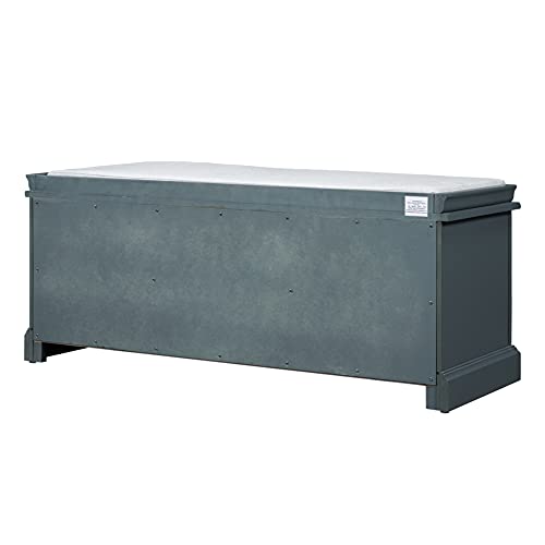 Harper & Bright Designs Wooden Storage Bench with 2 Drawers and 2 cabinets, Fully Assembled Shoe Bench with Removable Cushion for Living Room, Bedroom, Entryway, Hallway, Blue