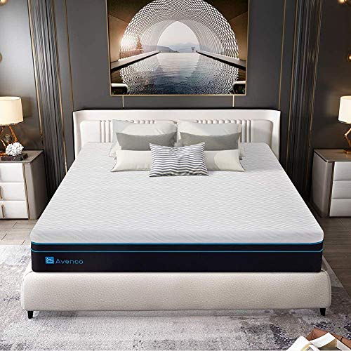 Queen Mattress, Avenco Memory Foam Mattress Queen, 14 Inch Queen Size Mattress in a Box, Adjustable Medium to Plush Feeling, Premium CertiPUR-US Foam, Pressure Relief & Cool Sleeping, 10 Years Support