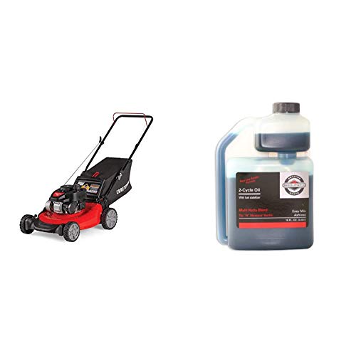 Craftsman M105 140cc 21-Inch 3-in-1 Gas Powered Push Lawn Mower with Bagger, 1-in & Briggs & Stratton 2-Cycle Easy Mix Motor Oil - 16 Oz. 100036