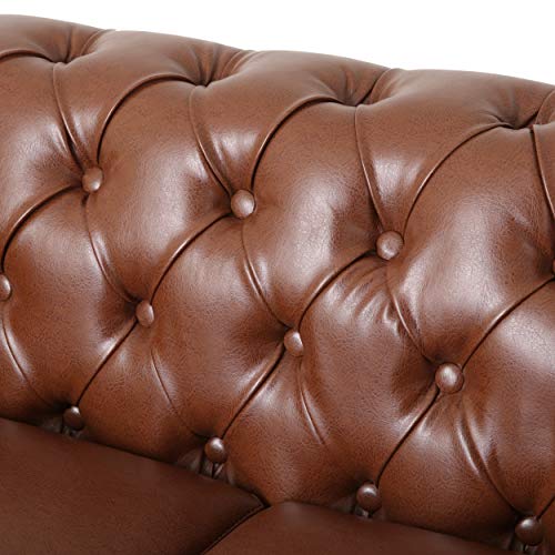 Christopher Knight Home Brinkhaven Love Seats, Cognac Brown + Espresso