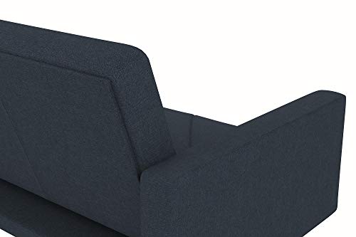 DHP Paxson Convertible Futon Couch Bed with Linen Upholstery and Wood Legs - Navy Blue