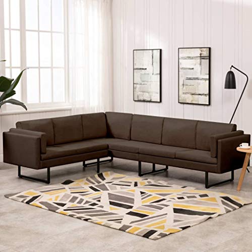 INLIFE Corner Sofa, L-Shaped 6-Seater Sofa Couch with Cushions and Pillows for Living Room, Home, Office Furniture 100.4