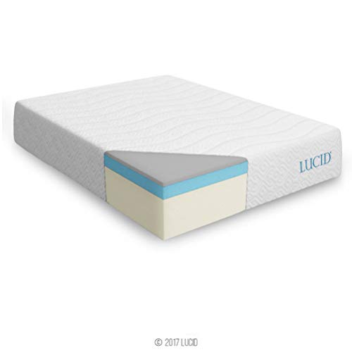 LUCID 14 Inch Medium-Plush Ventilated Gel Bamboo Charcoal Infused Memory Foam Bed Mattress Conventional, California King