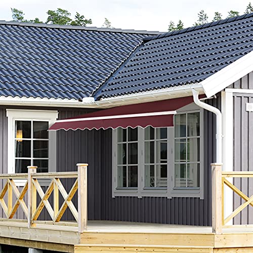 ZHAOH Gazebo Tent Telescopic Canopy Wine Red Folding Awning Hand-cranked Outdoor Rainproof Tent Cloth Courtyard Canopy Outdoor Awning