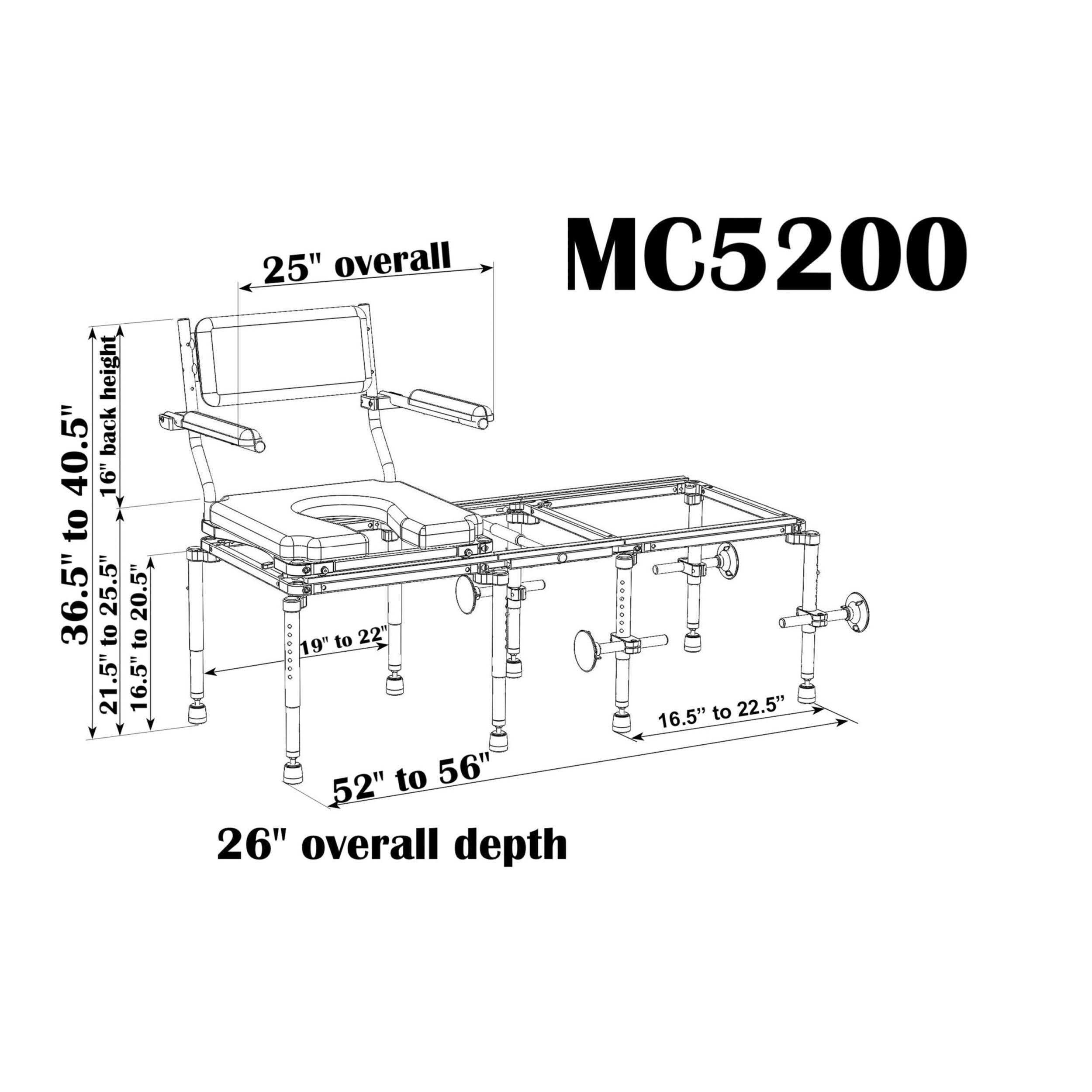 Nuprodx Multichair 5200 Stationary Tub/Slider System Transfer Bench
