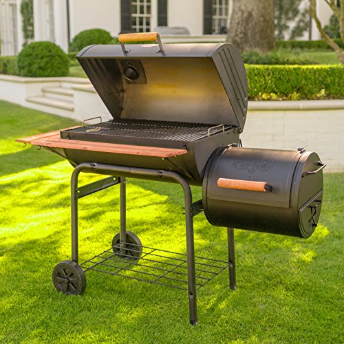 Char-Griller E1224 Smokin Pro 830 Square Inch Charcoal Grill with Side Fire Box, 50 Inch, Black