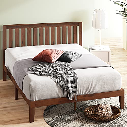 Zinus Vivek 12 Inch Wood Platform Bed with Headboard / No Box Spring Needed / Wood Slat Support / Antique Espresso Finish, Twin