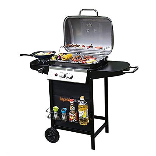 HYAN Barbecue Grill Outdoor Barbecue Grill Gas Grill Balcony Oven Gas for 3-5 People Stainless Steel Smoker BBQ for Picnic Garden Terrace Camping Travel Barbecue Shelves
