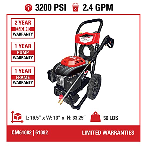 Simpson Cleaning CM61082 3200 PSI at 2.4 GPM Clean Machine Cold Water Residential Gas Pressure Washer, Natural