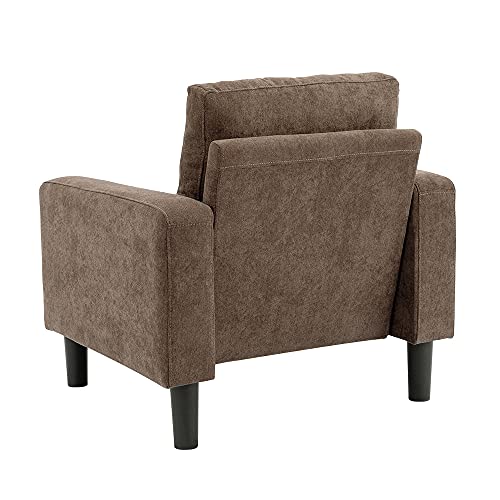 Modern Living Room Sofa Couch 2 Pieces Set, Single Seat Sofa Chair + 3 Seater Sofa Couch (Brown)