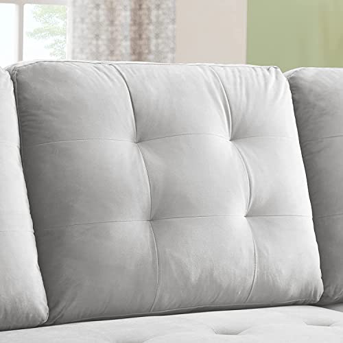 GAOPAN Elegant Velvet Tufted Upholstered Sectional Sofa Couch with Reversible Storage Chaise Lounge, L-Shape 3-Seater Corner Sofá Pull Out Sleeper Bed Sofabed for Living Room & Apartment