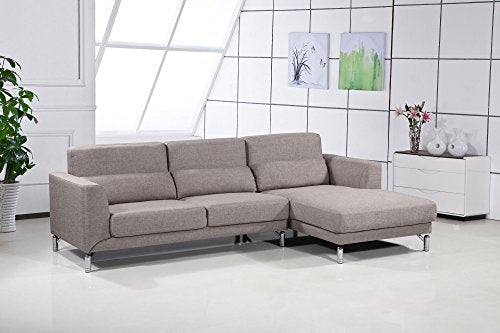 US Pride Furniture Aria Fabric Facing Right Chaise Modern Sectional Sofa Set, Brown