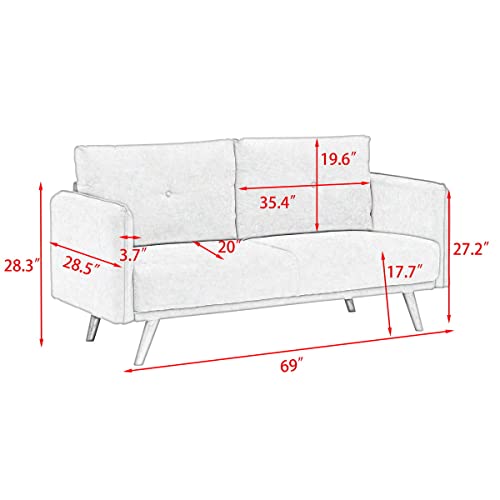 OUYESSIR Loveseat Sofa Couch, Morden Upholstered Sleeper Love Seats Furniture for Compact Small Space, Dorm, Living Room Apartment, Office, Tool-Free Assembly