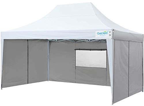 Quictent Privacy 10x15 EZ Pop Up Canopy Tent Instant Outdoor Folding Party Tent with Sidewalls, Mesh Windows Roller Bag Waterproof -5 Colors (White)