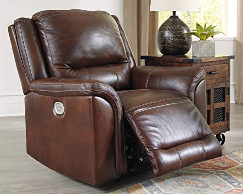 Signature Design by Ashley Catanzaro Power Recliner Adjustable Headrest Mahogany