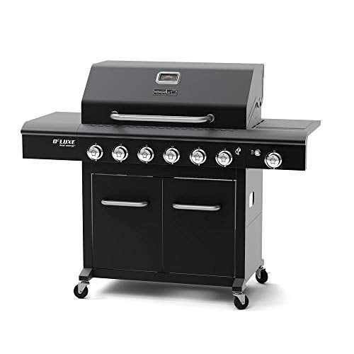 Deluxe 6-Burner Propane Gas Grill in Black with Side Burner