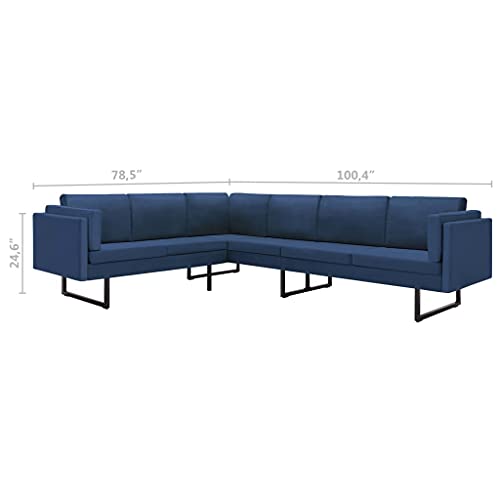 Warmliving Corner Sofa L-Shaped Sofa Couch Sectional Sofa with Backrest Pillows,for Living Room Bedroom,Fabric,Blue