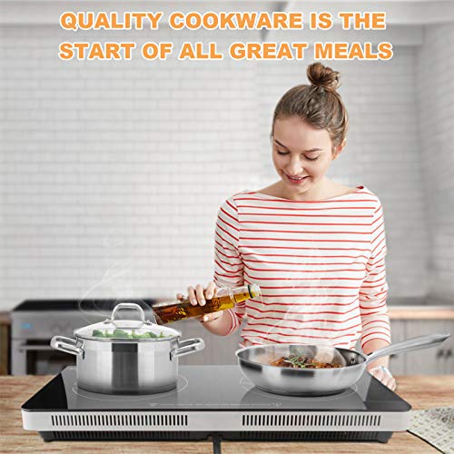 Duxtop Professional Stainless Steel Pots and Pans Set, 18-Piece Induction Cookware Set, Saucepan with Pour Spout and Strainer Lid, Impact-Bonded Technology