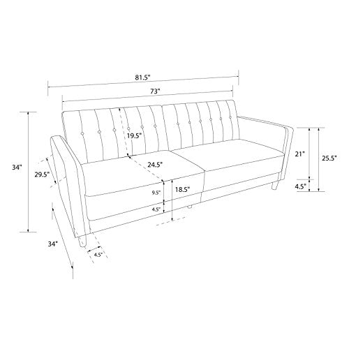 DHP Pin Velvet Convertible Sleeper Sofa in Gray