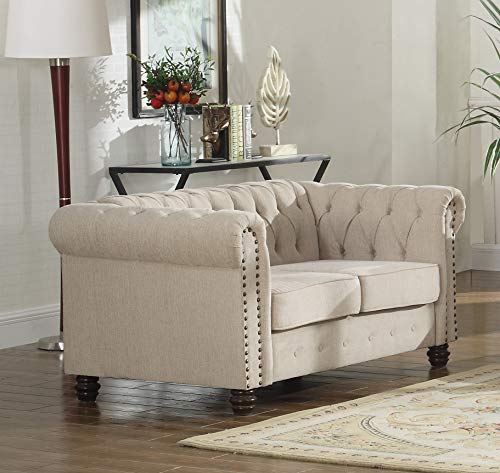 Best Master Furniture Venice Upholstered Loveseat, Beige