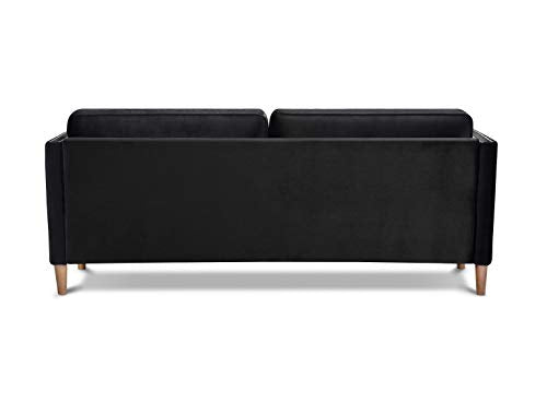 Rhomtree Velvet Sofa Couch Mid Century Upholstered Loveseat Lounger Living Room Couch (73 inch, Black)