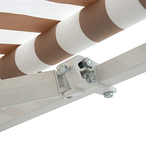 Outsunny 12' x 8' Outdoor Patio Manual Retractable Exterior Window Awning Sunshade, Shelter with Durable PU Design, Beige