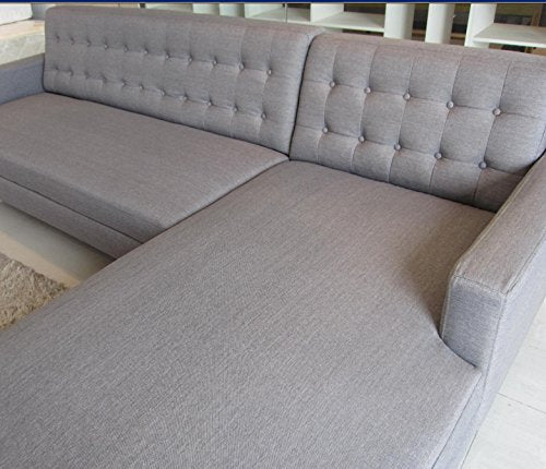 Container Direct Dorris Collection Modern Button Tufted Fabric Sectional Sofa with Right-Facing Chaise, Gray