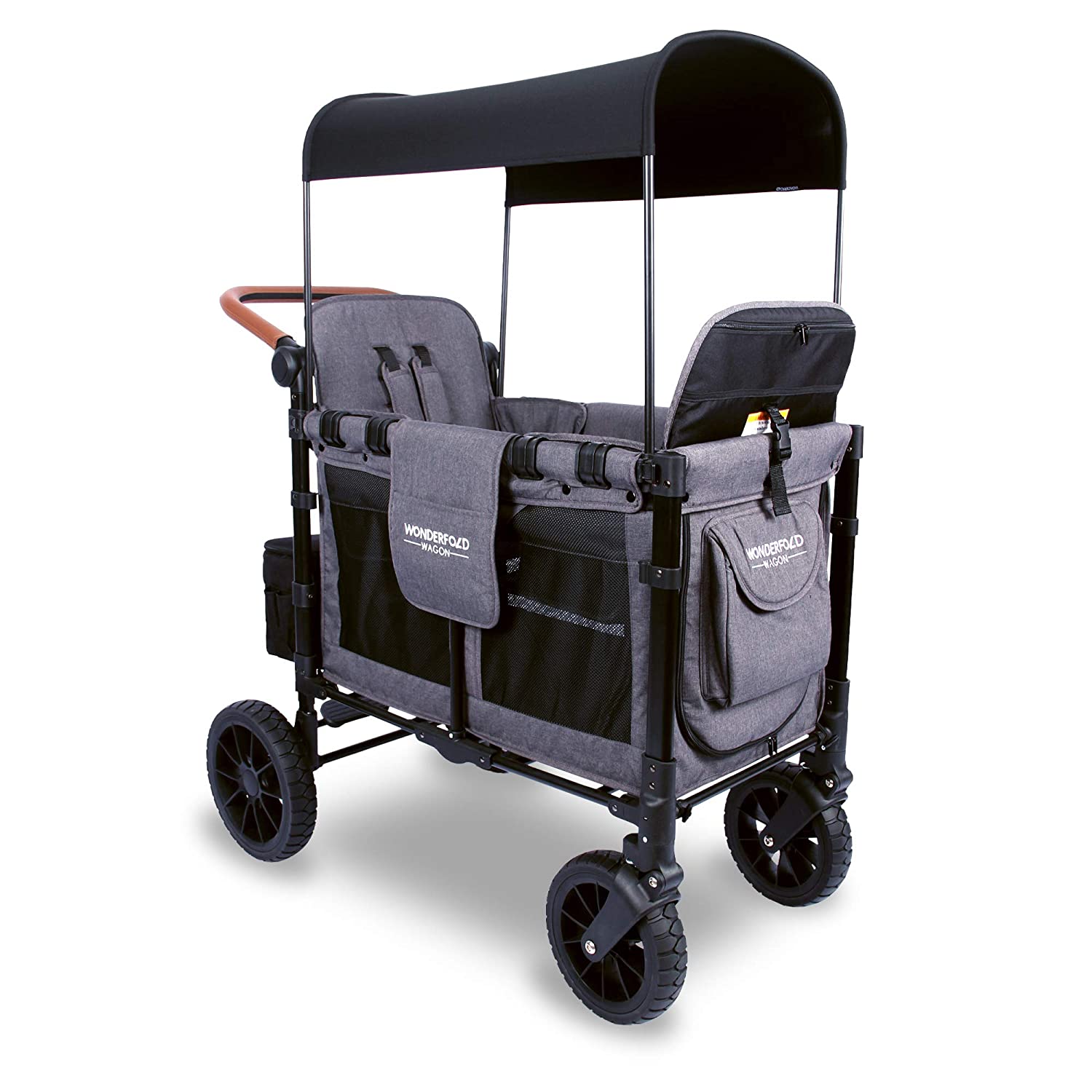 WonderFold W2 Luxe Push/Pull 2-Passenger Stroller Wagon Gray New