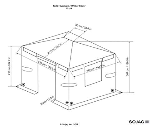 Sojag Accessories 12' x 14' Universal Winter Cover for Outdoor Sun Shelters and Gazebos, Brown