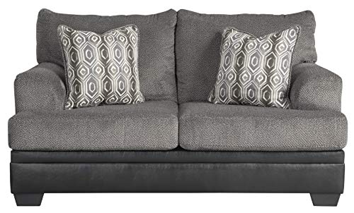 Signature Design by Ashley - Millingar Contemporary Loveseat w/ 2 Accent Pillows, Gray