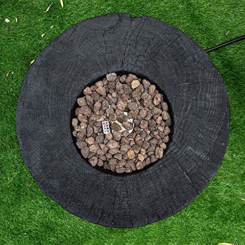 ASYA 28 Inches Gas Fire Pit Bowl for Patio, 30000 BTU Outdoor Propane Fire Pit, Weather-Resistant Cover and Lava Rocks Included, Faux Carbide Wood Surface