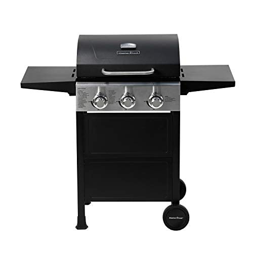 MASTER COOK Performance Stainless Steel 3-Burner Liquid Propane Gas Grill with Folding Table Black