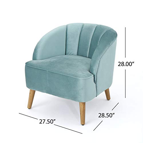 Christopher Knight Home Amaia Modern Velvet Chat Set, 3-Pcs Set, Seafoam Blue / Walnut