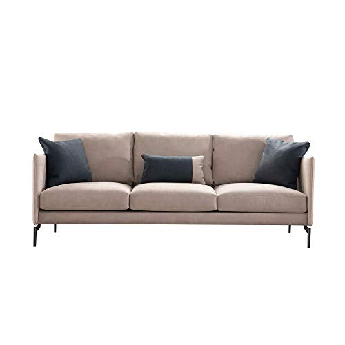 Acanva Luxury Modern Leather Upholstered Recliner Sofa Square Arms with Throw Pillows, 89