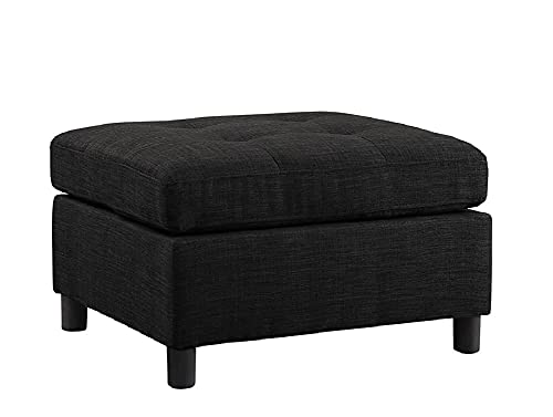 Sectional Sofa Set L-Shaped Couch Reversible Modular Futon Couch Furniture with Reversible Ottoman for Small Space Living Room (Dark Gray C)