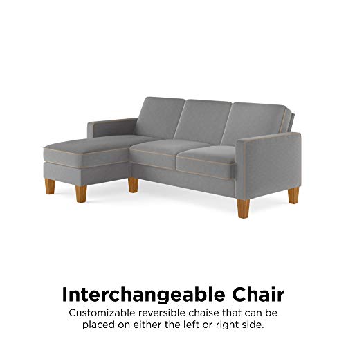 Novogratz DA036SEC Bowen Sectional Sofa with Contrast Welting, Gray