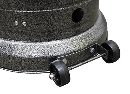 Hiland HLDS01-CB 48,000 BTU Propane Patio Heater w/Wheels and Table, Large, Hammered Silver