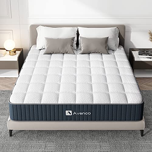 Queen Mattress,Avenco Queen Size Mattress,10 Inch Hybrid Queen Mattress in a Box,Innerspring and Comfortable Foam,Back Pain Relief, CertiPUR-US, 10 Years Support