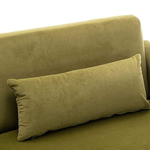 Velvet Love Seat Sofa Bed Couch for Living Room Bedroom Office Modern Loveseat Sleeper Twin Mid Century Pull Out for Small Spaces Convertible Modular Sectional Chesterfield Daybed (Green)