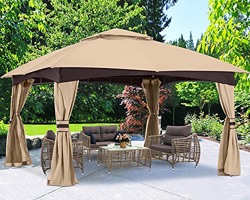 ABCCANOPY High Grade Gazebos for Patio 10x12 with Mosquito Netting (Beige)