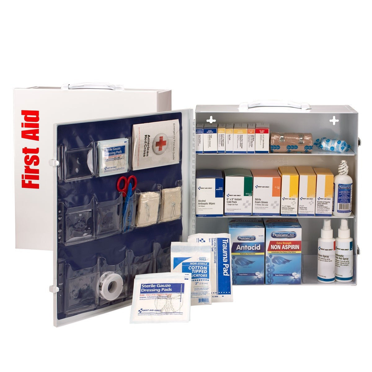 First Aid Only 3 Shelf First Aid Cabinet With Medications, ANSI Compliant, and Custom Logo (10 per order)