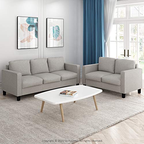 FURINNO Bayonne Modern Upholstered 3-Seater Sofas, Fog