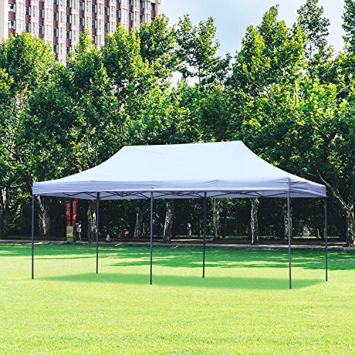 DOIT 10ft x 20ft Pop Up Canopy Tent Gazebo for Party or Camping,Portable Wheeled Carrying Bag,White