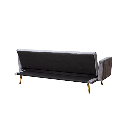 Kingway Furniture Jeffery Velvet Convertible Sofa in Light Gray